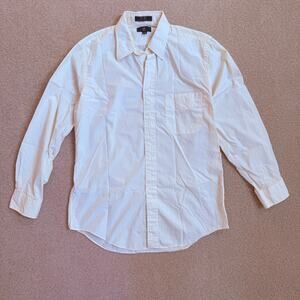 Vintage Club Room Cream Cotton Button-Down Shirt Mens 16 32/33